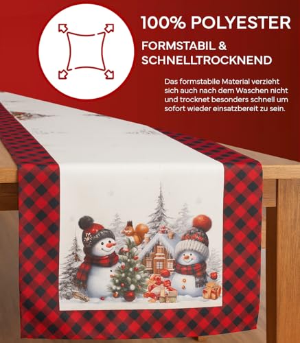 Texpot Tischläufer bonhommes de neige chemin de table 90x40 cm