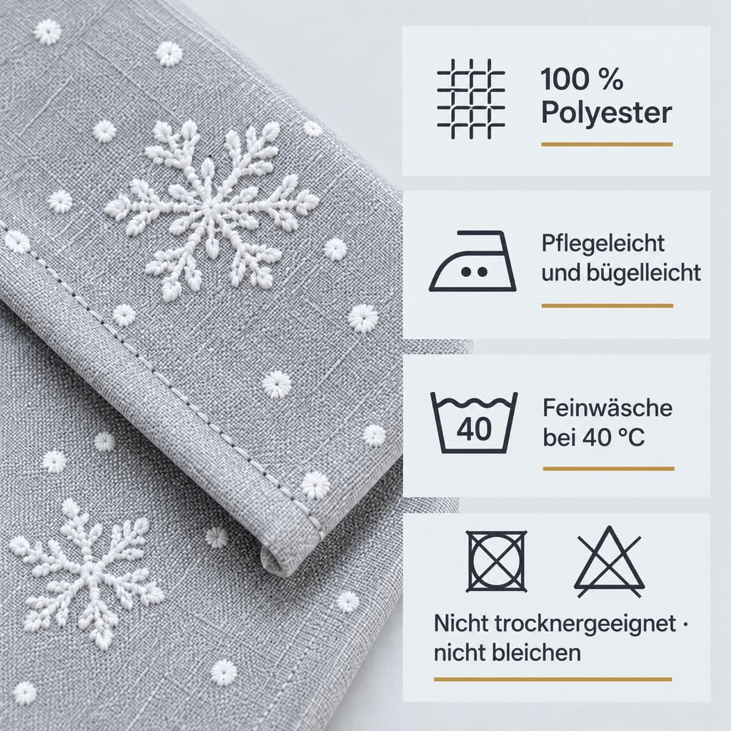 Texpot Tischläufer chemin de table Noël 85x40 cm gris village hiver