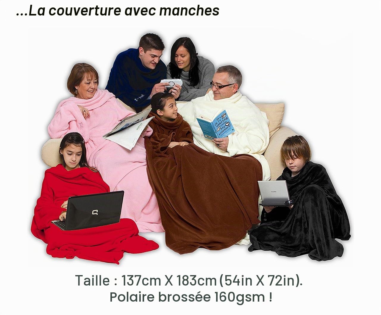 Snug-Rug Cosy Blanket couverture à manches rouge 183x137 cm