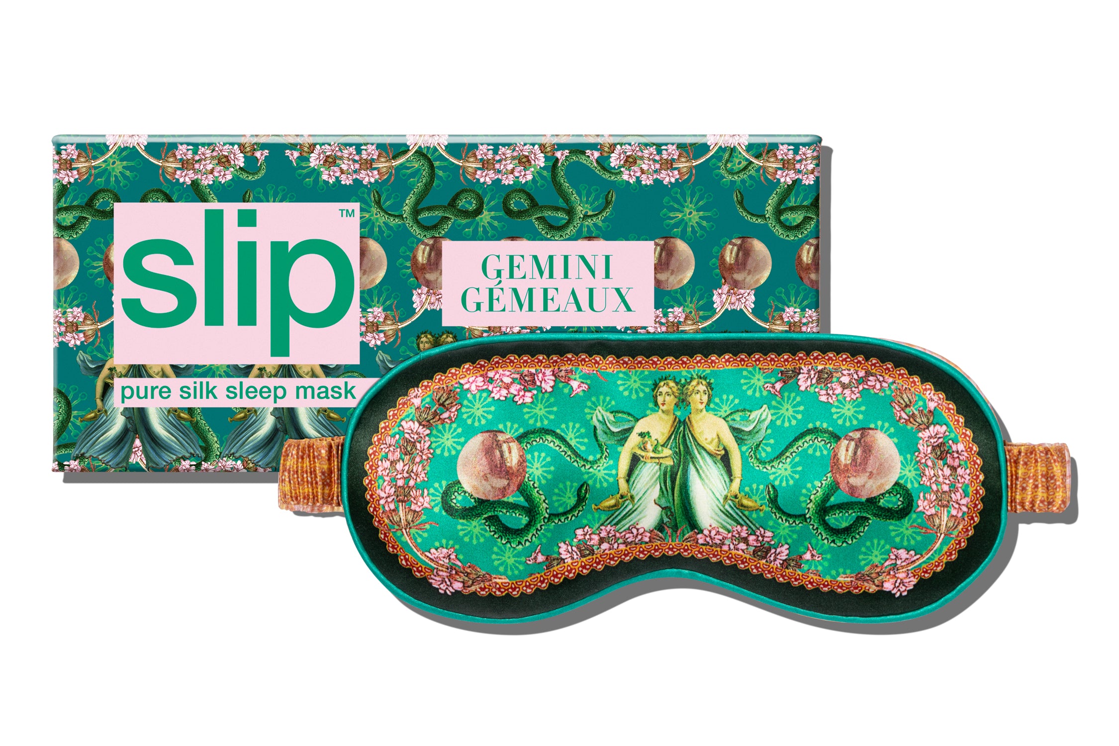 Slip Sleep Mask masque de nuit soie Gemini vert zodiaque