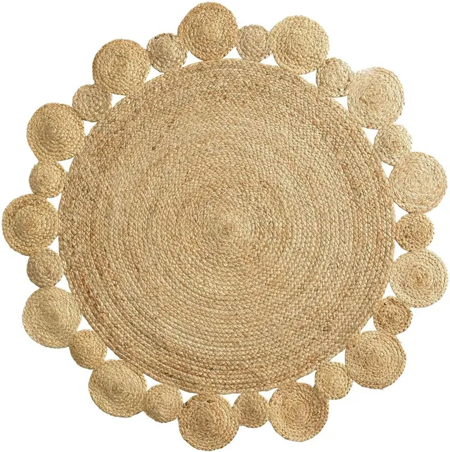 Promo Linge Cordou tapis rond 120 cm jute ajouré