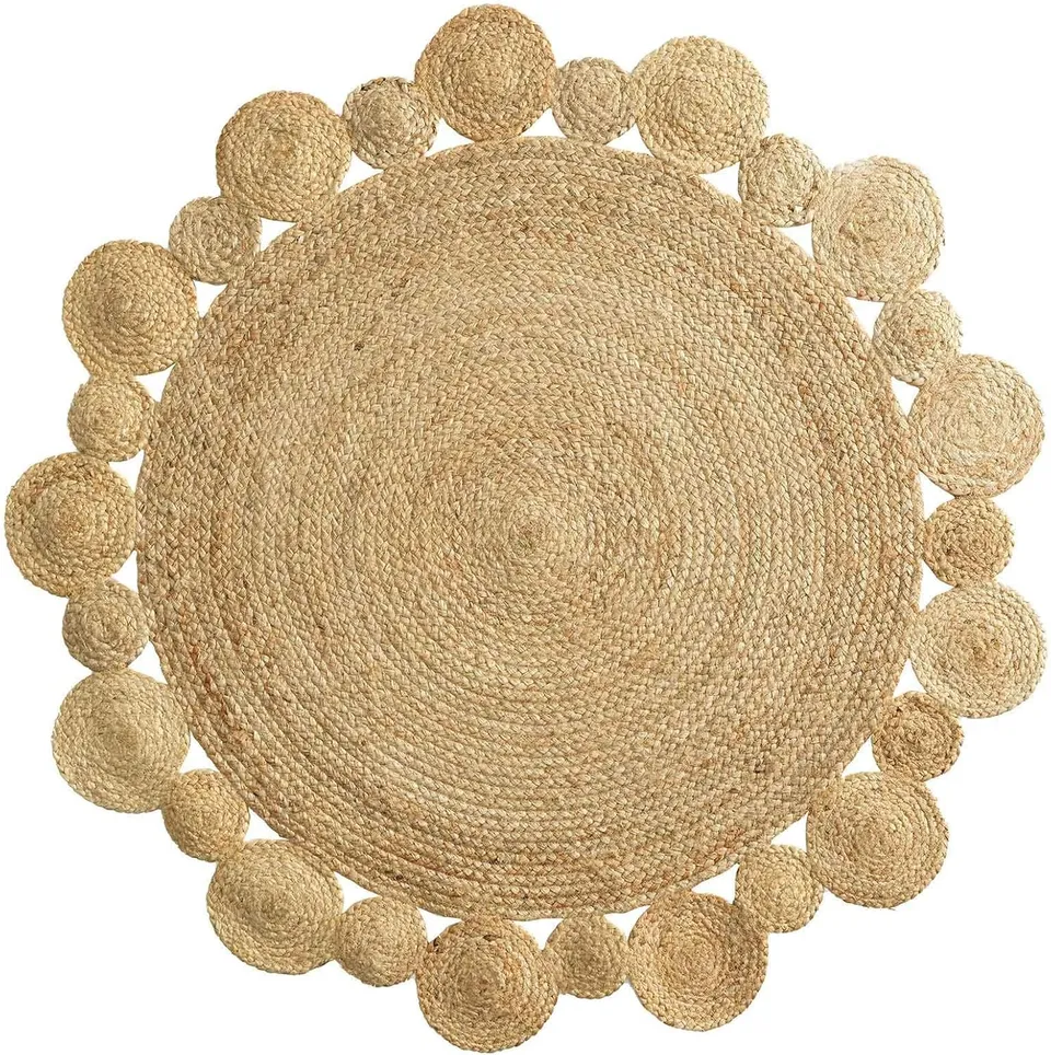 Promo Linge Cordou tapis rond 120 cm jute ajouré