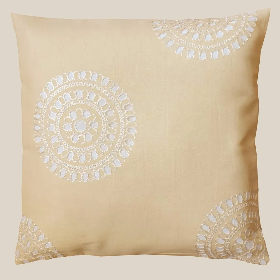 TEXPOT Kissenhüllen housse de coussin 40x40 broderie cercles beige
