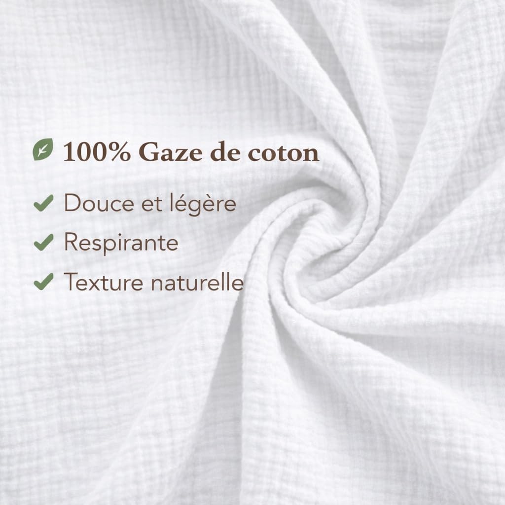 PROMO LINGE Angelina parure lit gaze coton blanc 240x260