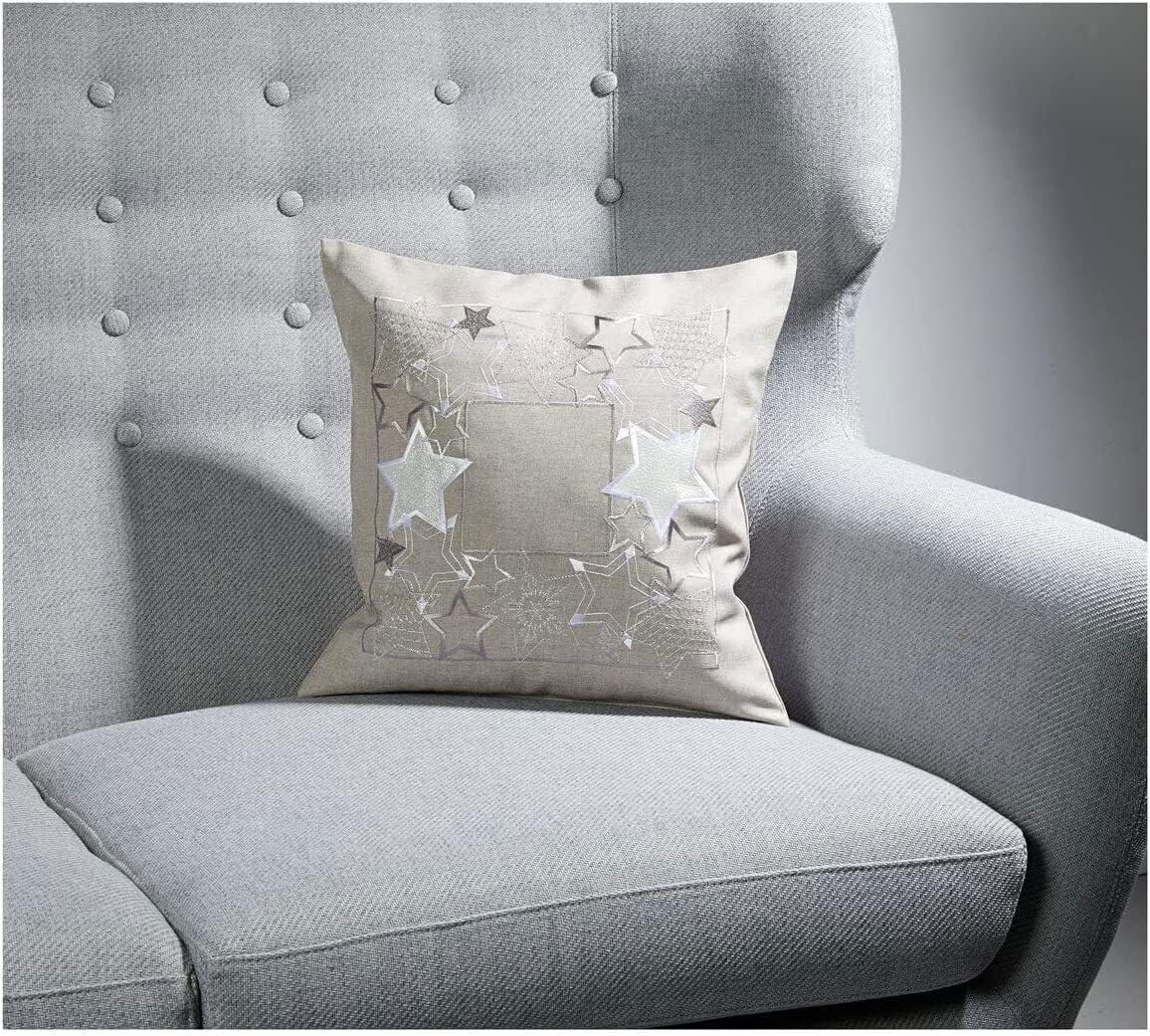 Texpot Kissenhüllen housse de coussin Noël étoiles grise