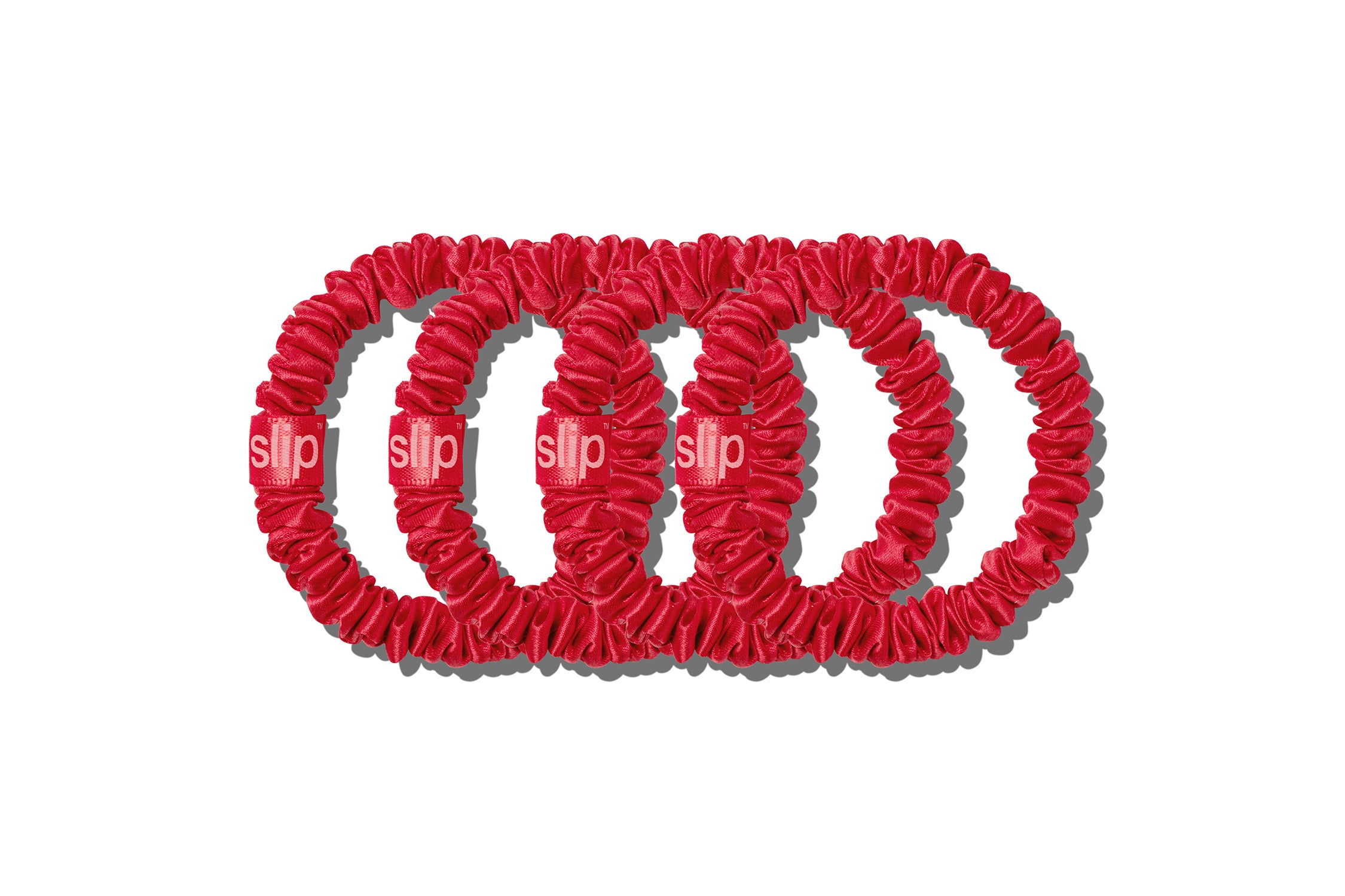 Slip Skinny Scrunchies Chouchou Fin Rouge Lot 4