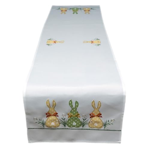 Texpot Tischläufer chemin brodé lapin écru 40x90 cm