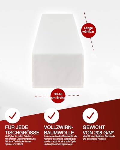 Texpot Tischläufer chemin de table 40x220 cm blanc coton