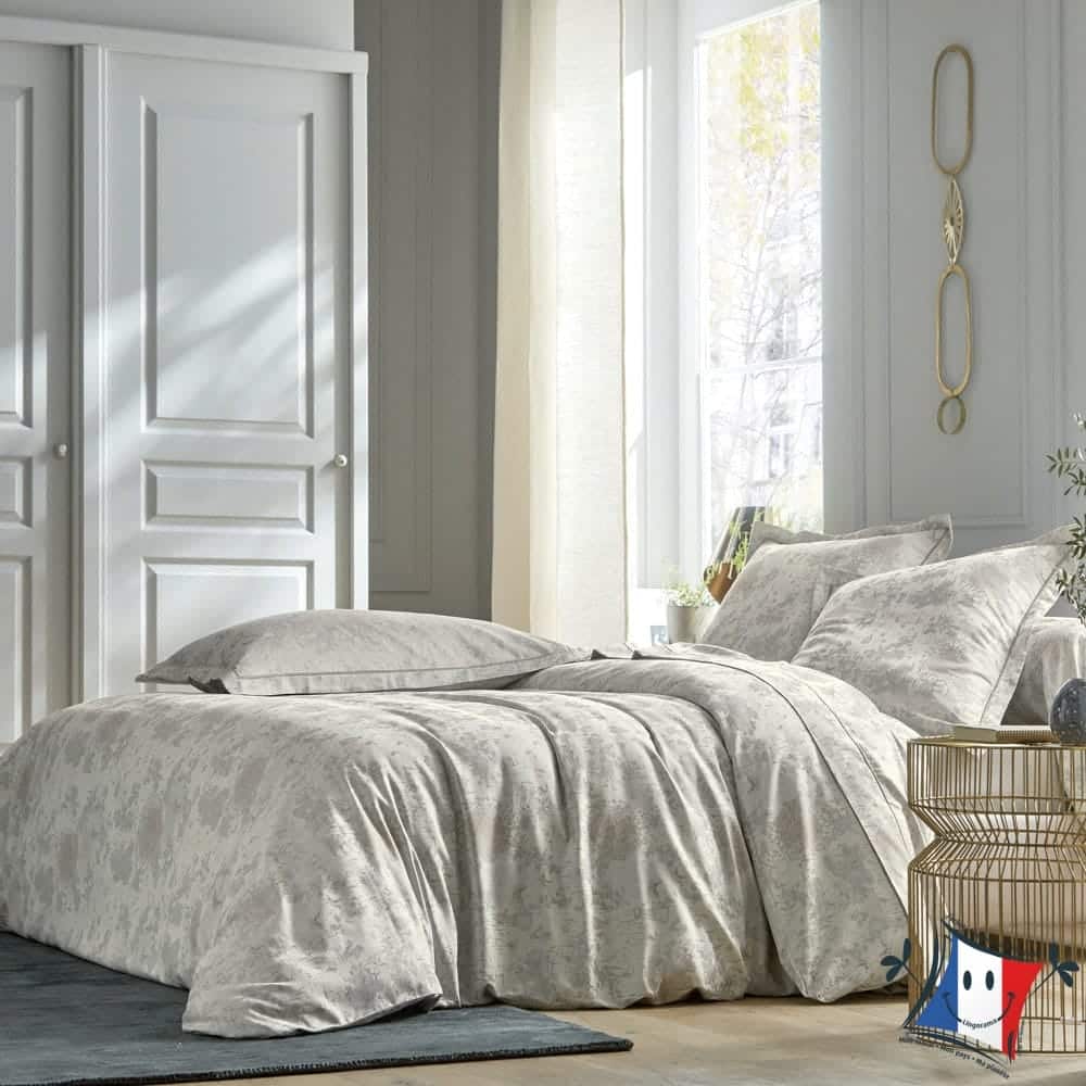 Lingorama Sakura drap plat 180x290 argenté satin coton