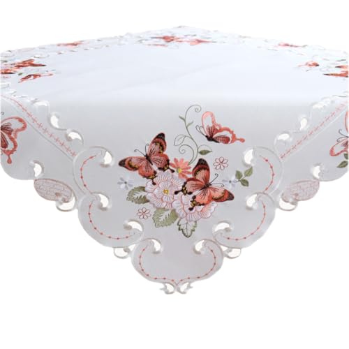 TEXPOT Tischdecken papillon nappe carrée 85x85 cm brodée