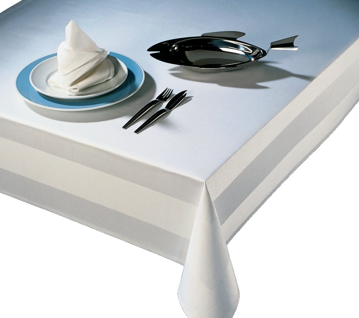 Texpot Tischdecken nappe damassée blanche coton 130x130 cm