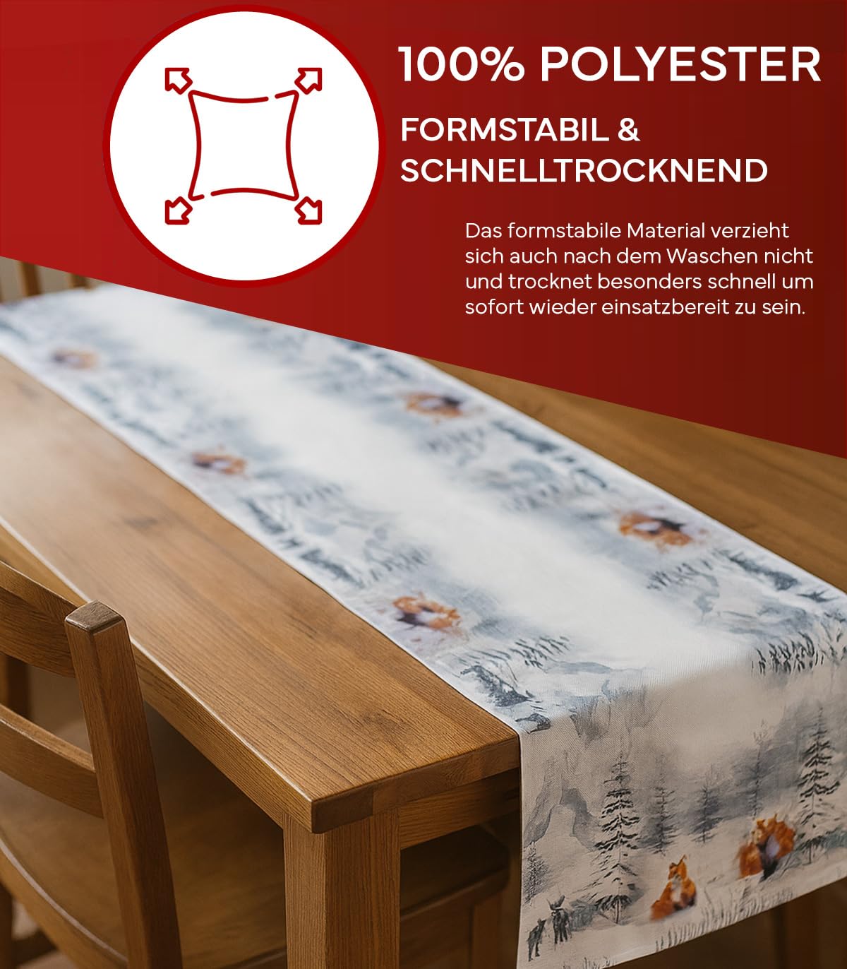 TEXPOT Tischdecken renard nappe 85x85 cm Noël hiver