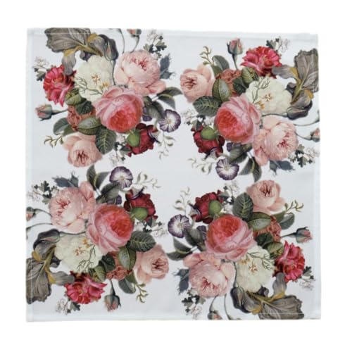 TEXPOT Servietten serviette 40x40 cm roses imprimé blanc