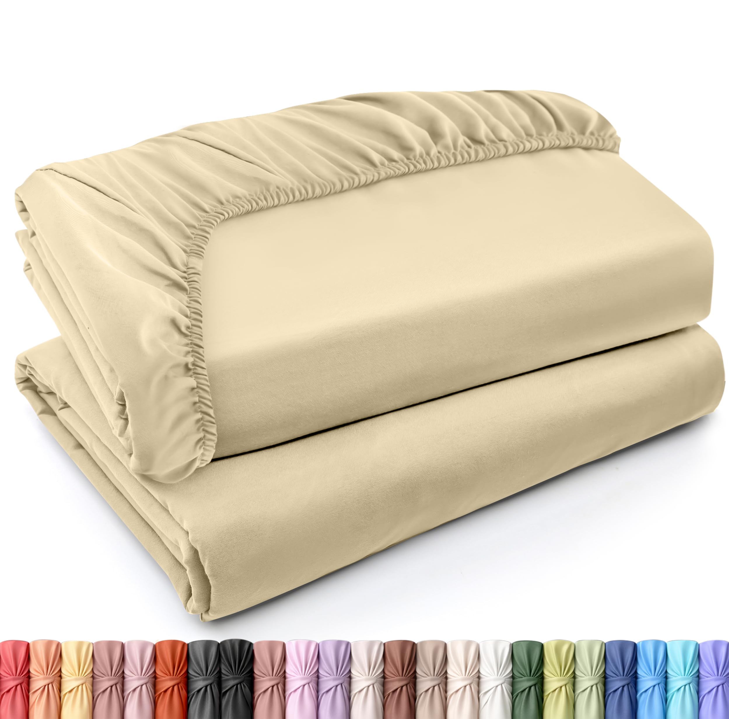 Utopia Bedding Bed Sheets Drap-housse Queen blanc lot 2