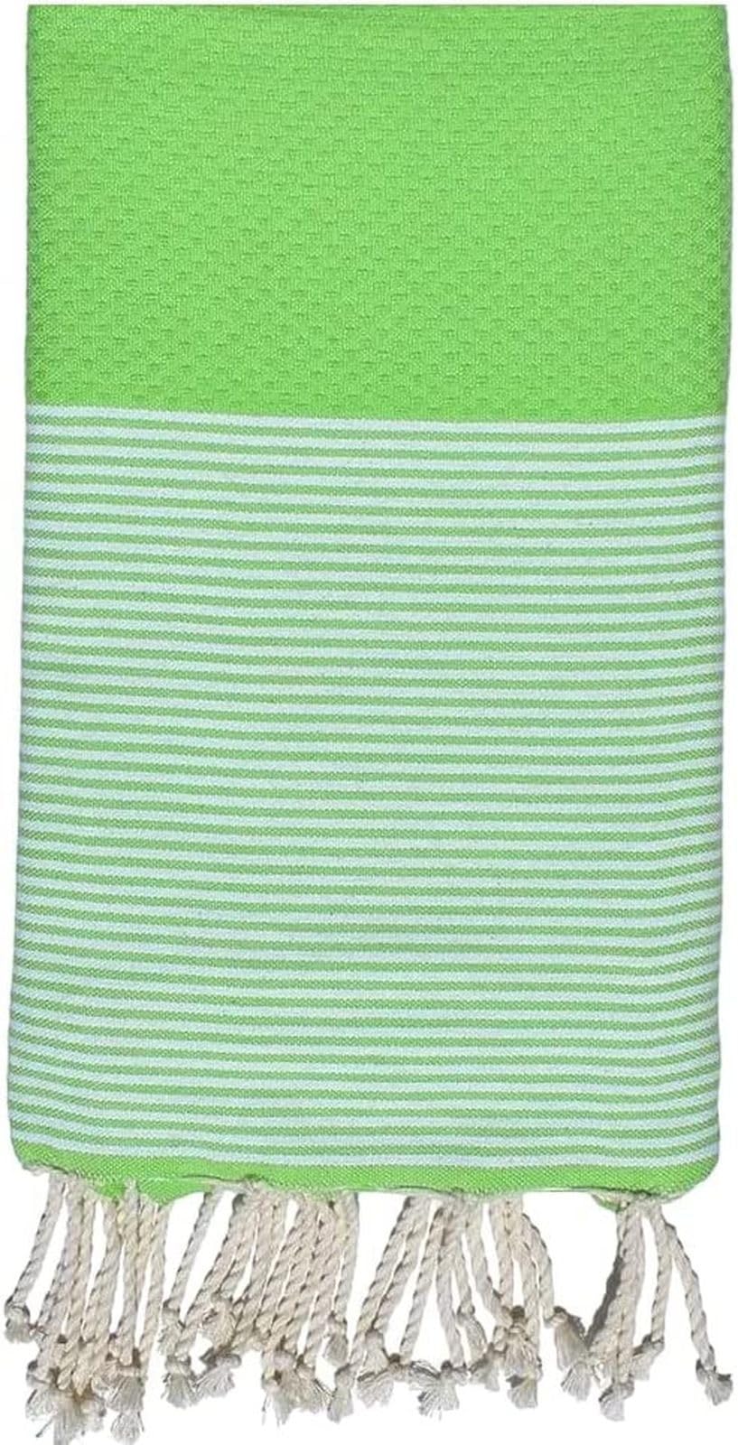 Promo Linge fouta plage 100x200 cm vert coton nid abeille