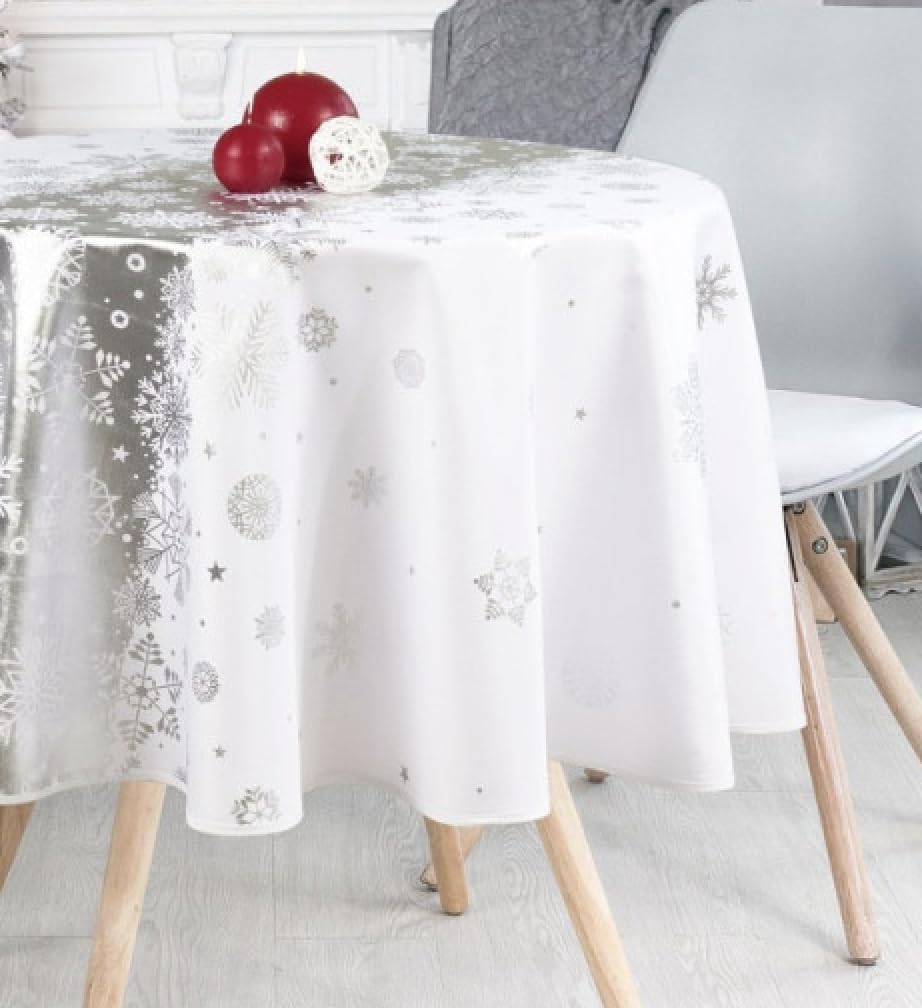 PROMO LINGE Nappes de Fêtes nappe Noël ronde 160cm étoiles