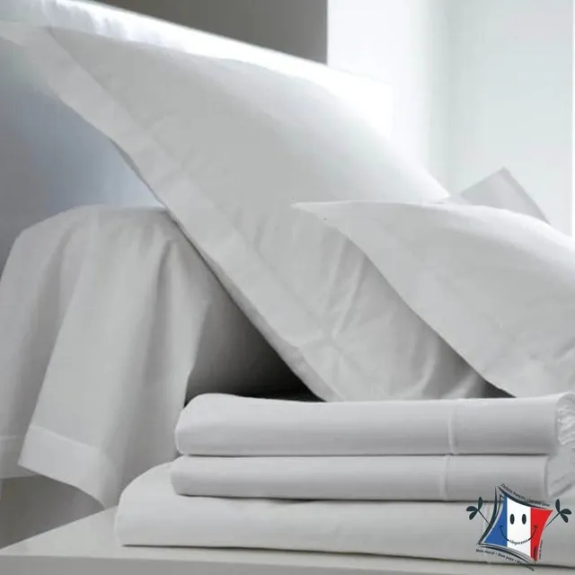 Lingorama Linge de lit Taie traversin percale unie 140 cm blanc