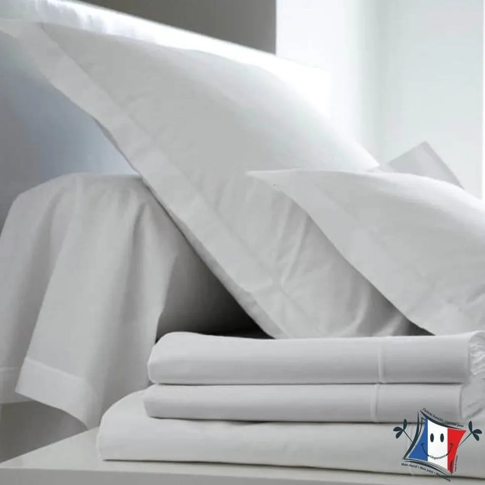 Lingorama Linge de lit Taie traversin percale unie 140 cm blanc