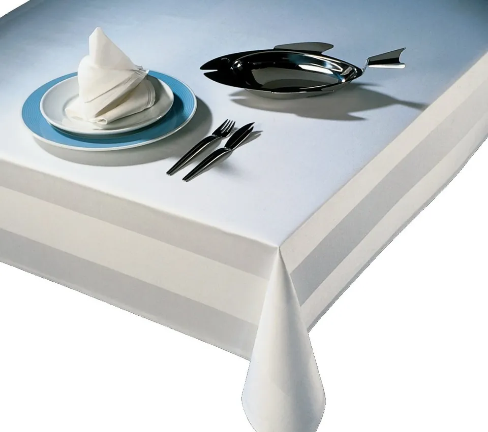 Texpot Tischdecken nappe damassée blanche coton 130x130 cm