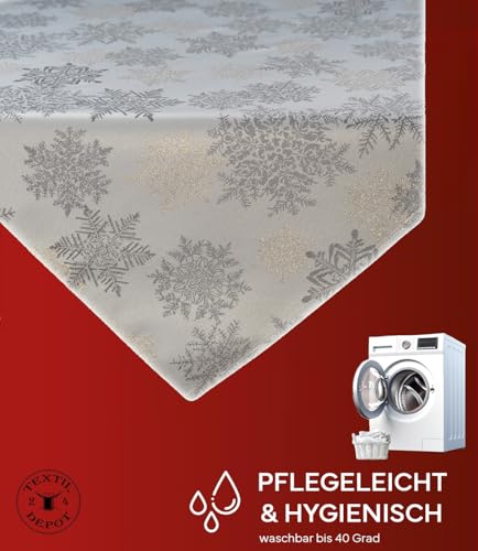 TEXPOT Tischläufer flocons dorés chemin table 90x40 cm Noël