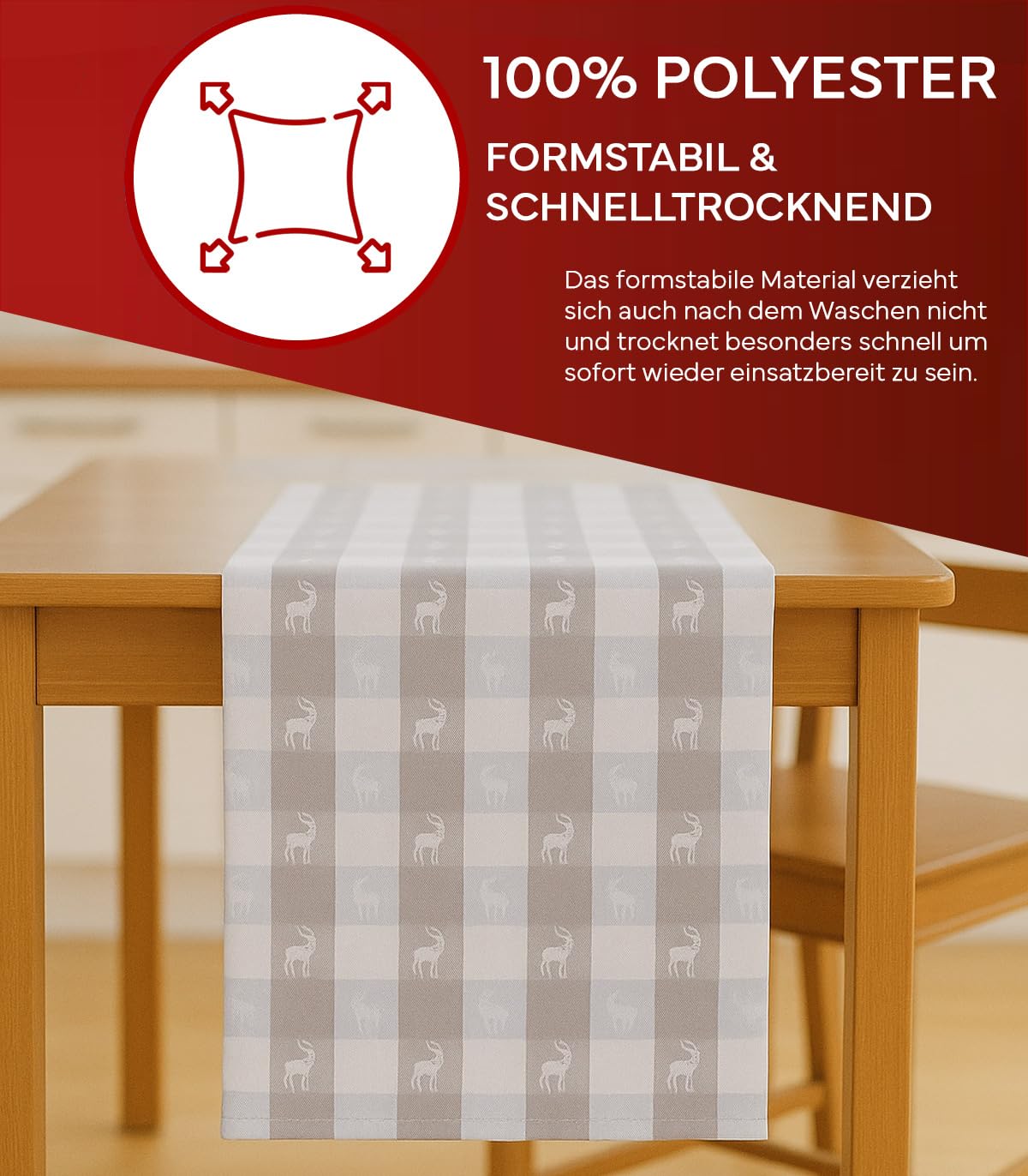 TEXPOT Tischdecken nappe 110x110 cerf rouge polyester
