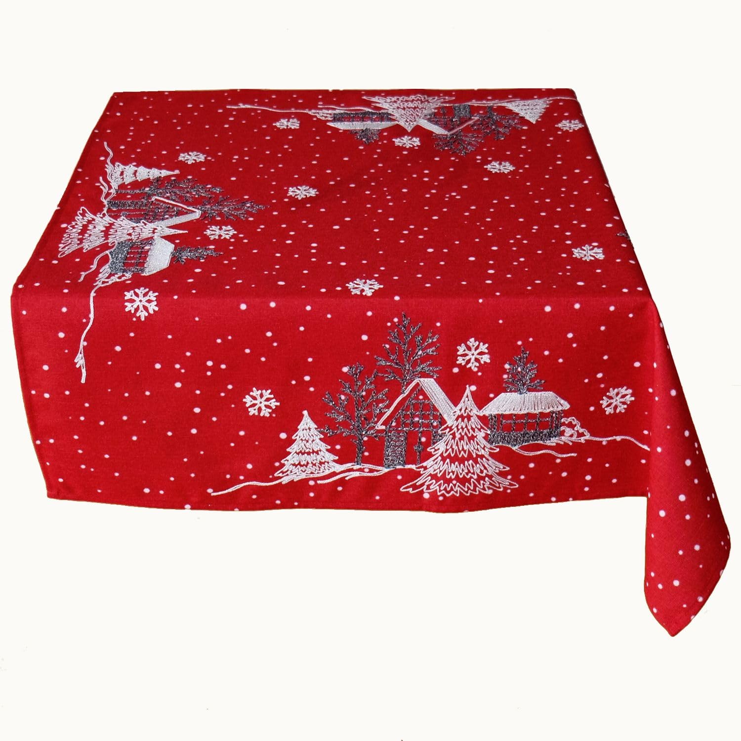 TEXPOT Tischläufer nappe Noël 85x85 grise broderie hiver