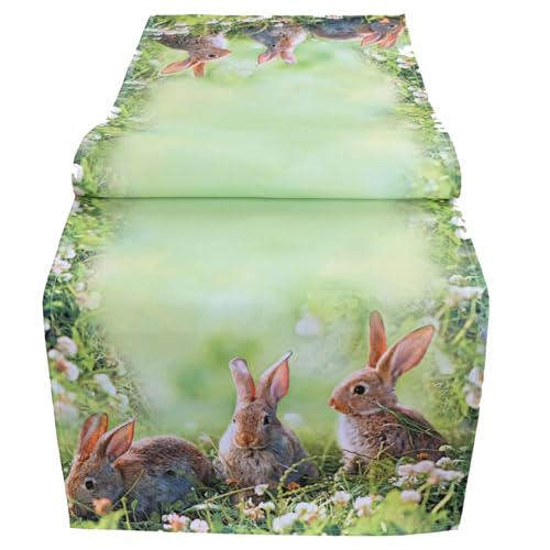 TEXPOT Tischläufer chemin de table 3 lapins 90x40 polyester