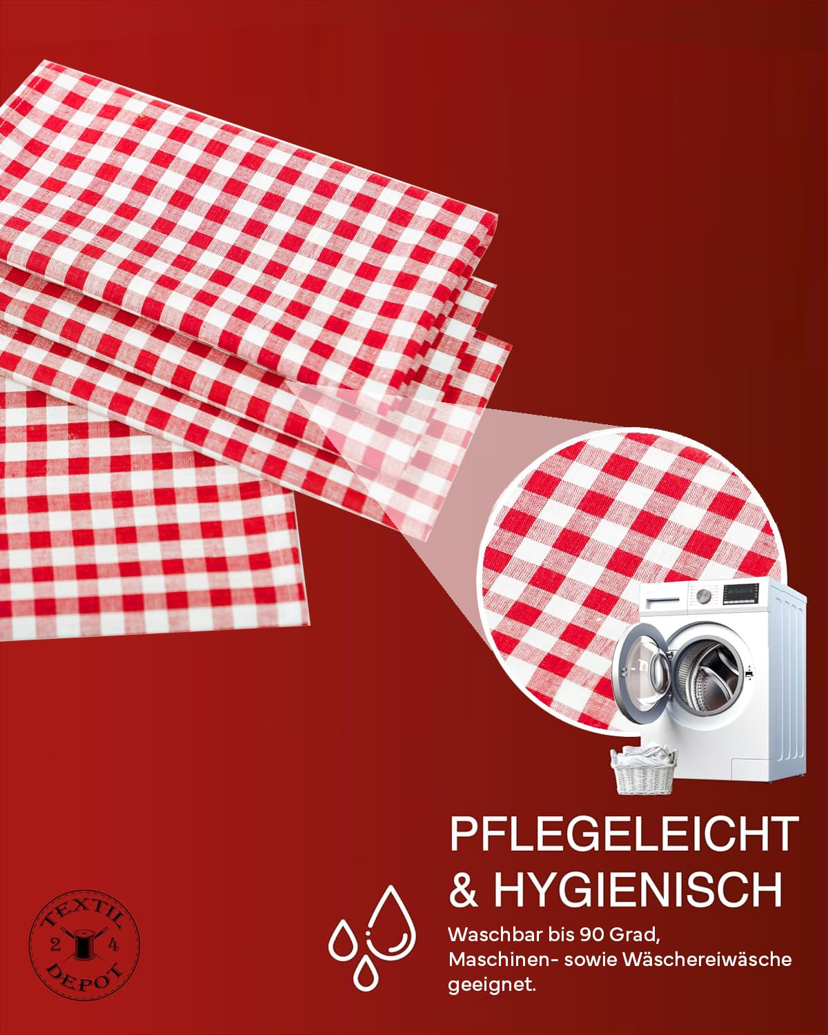 TEXPOT Tischdecken Nappe carreaux rouge 90x260 coton