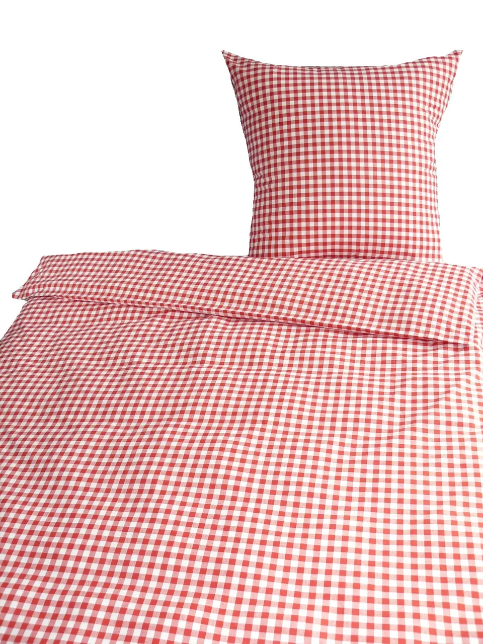 TEXPOT Bettwäsche parure lit 155x220 carreaux fleur rouge coton