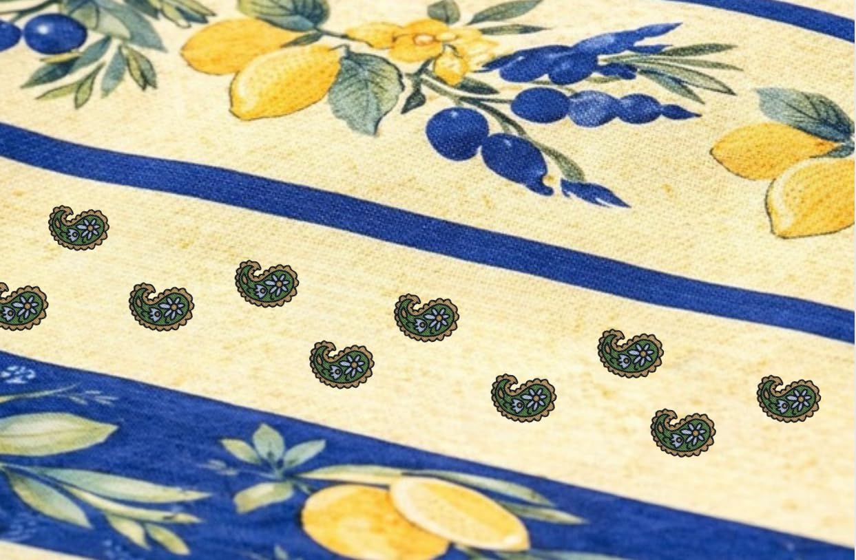 PROMO LINGE nappe provençale ronde citron bleu 180cm