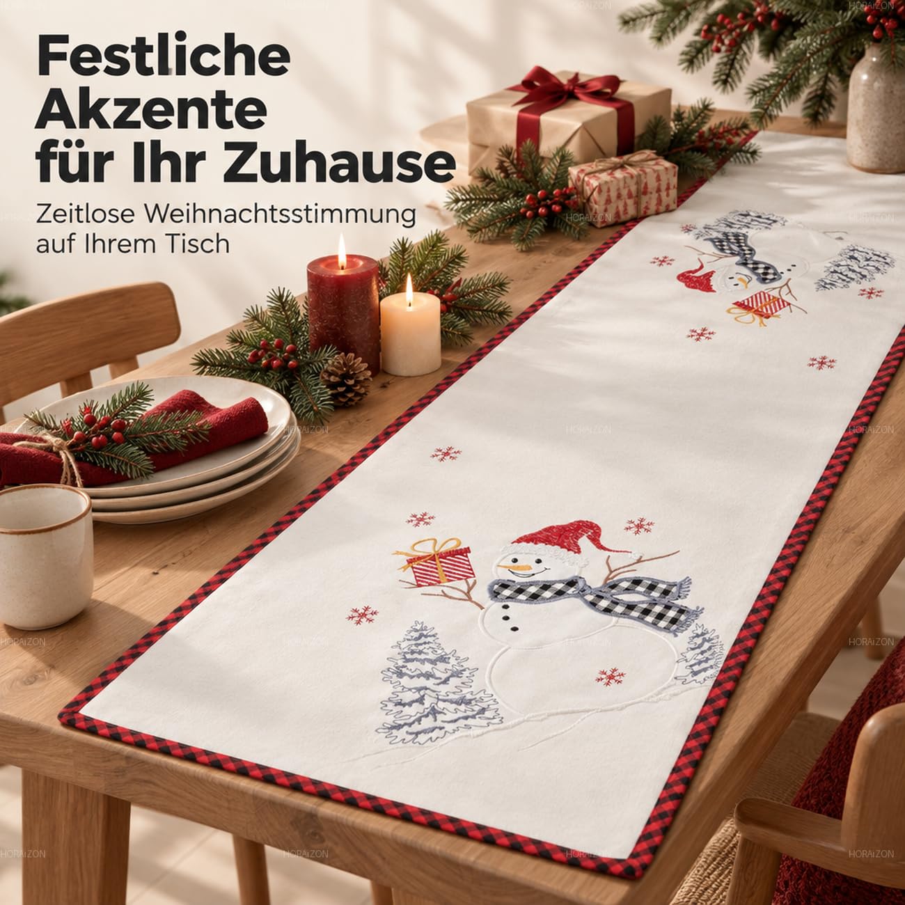 TEXPOT Tischläufer chemin de table Noël écru 40x85 cm