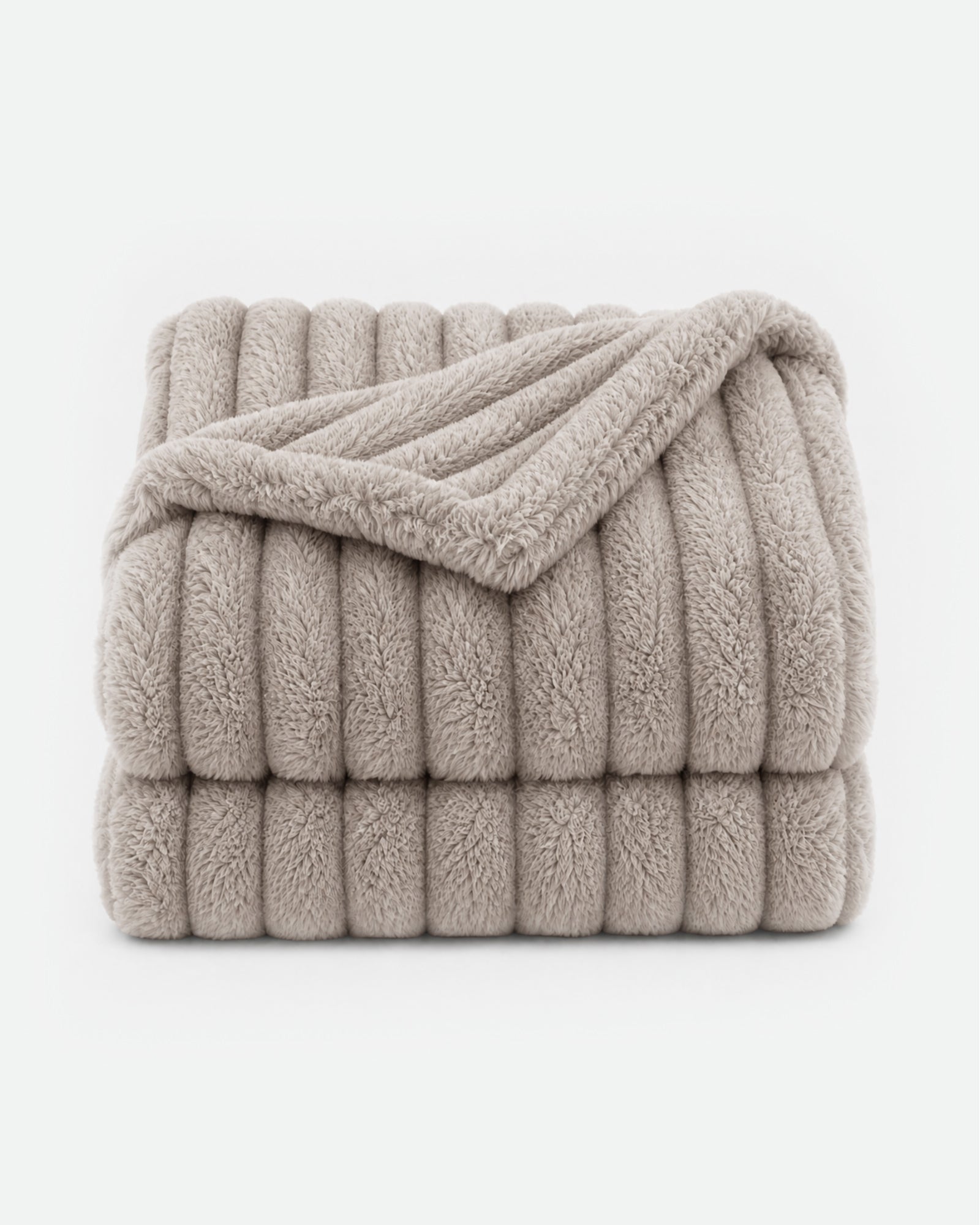 Utopia Bedding Ribbed Faux Fur Blanket plaid gris Queen