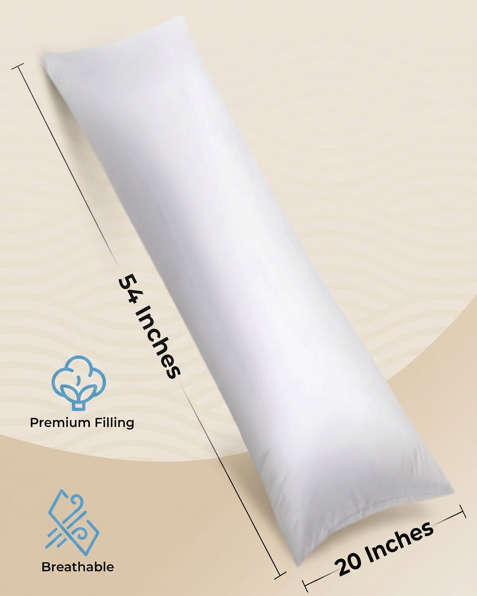 Utopia Bedding Pillows traversin blanc 20x54 soutien corps