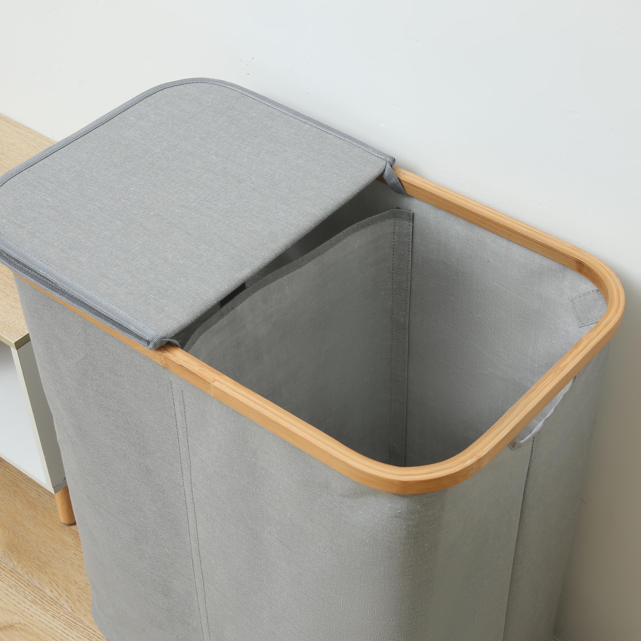 Promo Linge Paniers à linge panier linge 110L gris bambou
