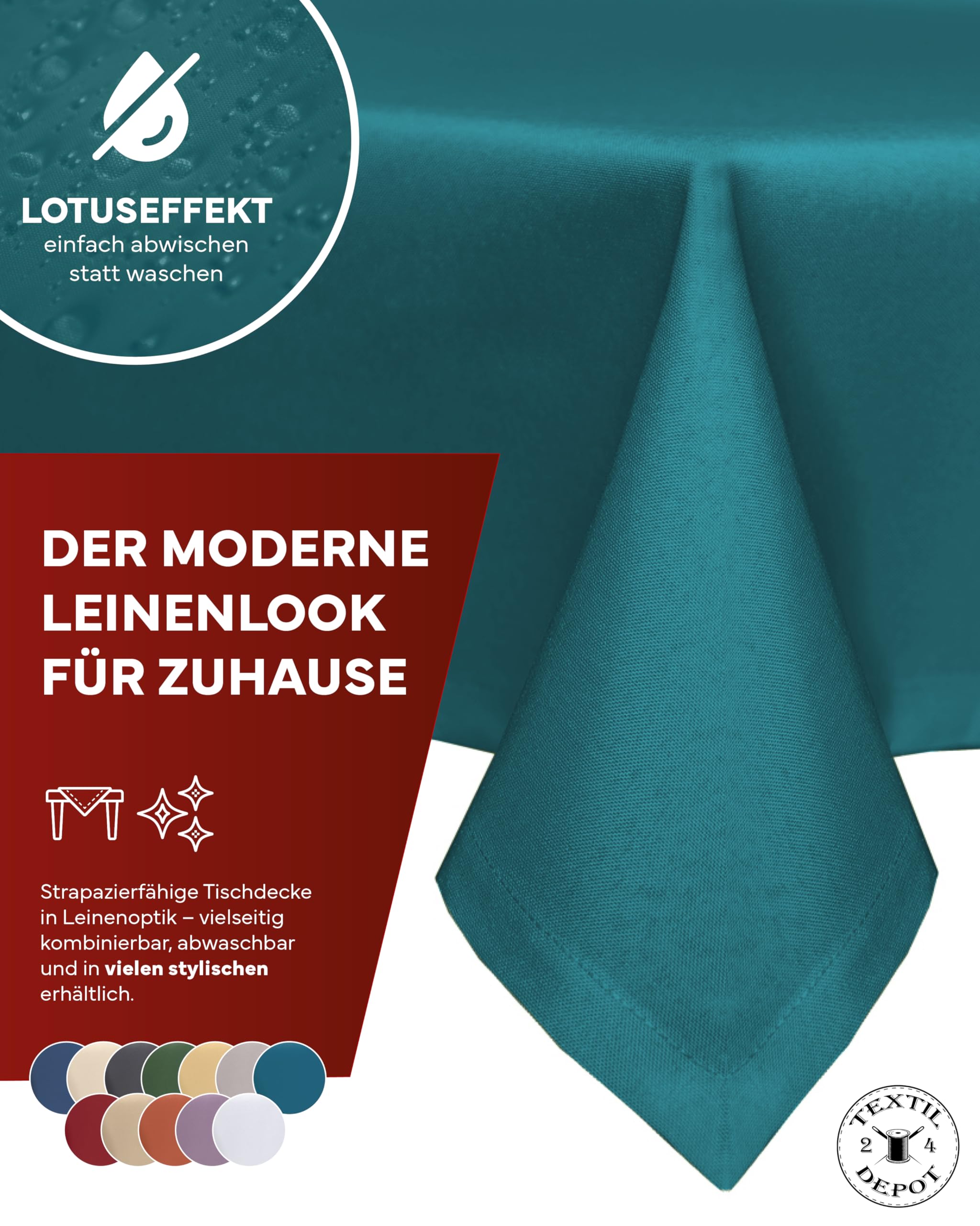 TEXPOT Gartentischdecken nappe 135x180 cm bleu pétrole antitache