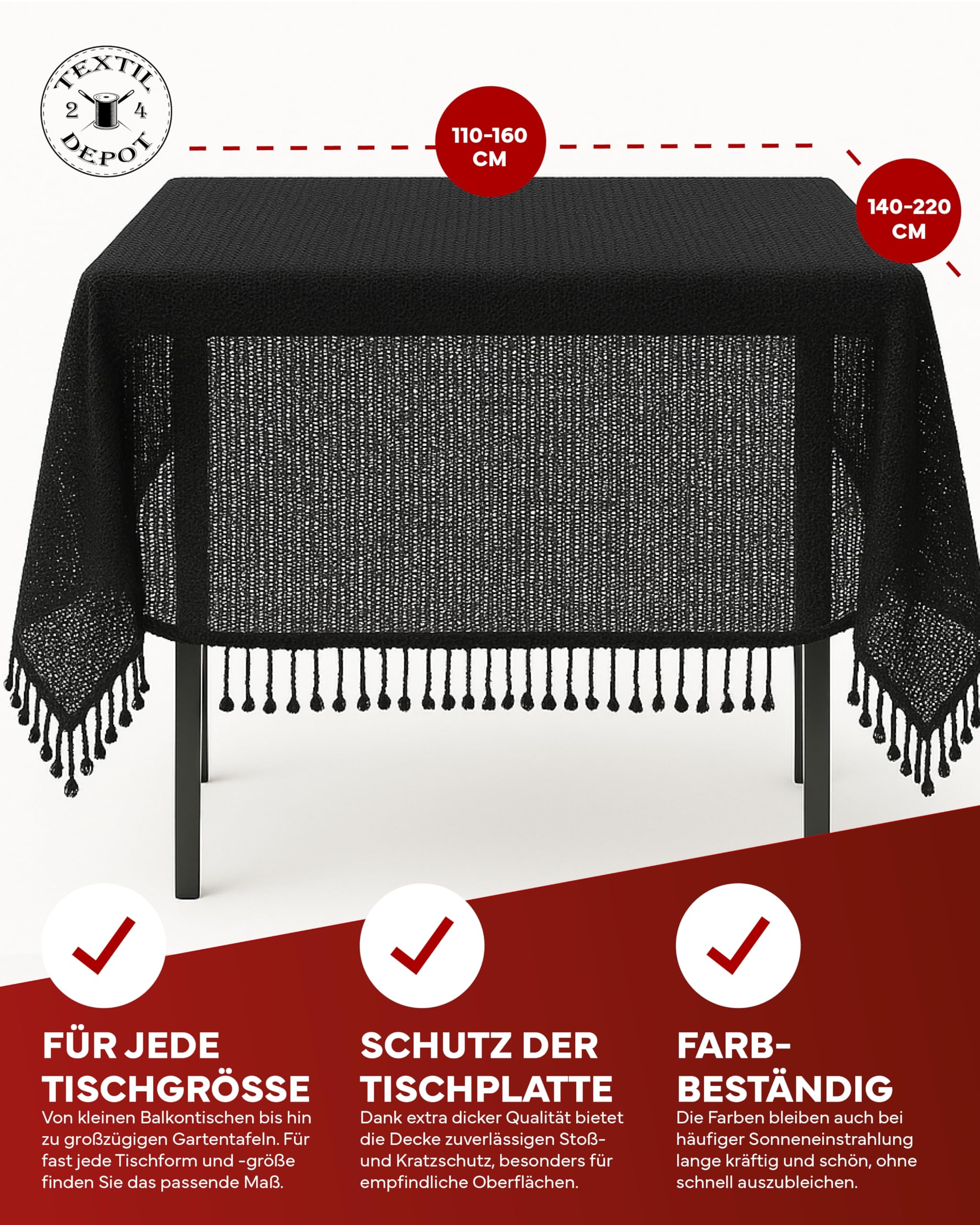 TEXPOT Gartentischdecken nappe jardin gris clair 130x160cm PVC