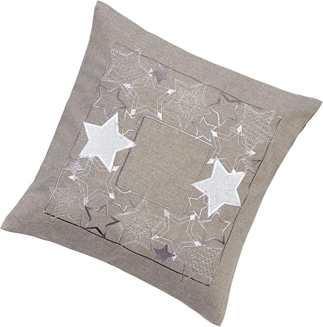 Texpot Kissenhüllen housse de coussin Noël étoiles grise