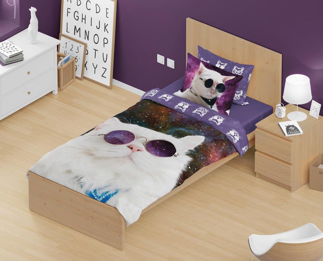 TEXPOT Bettwäsche parure coton chat 140x200
