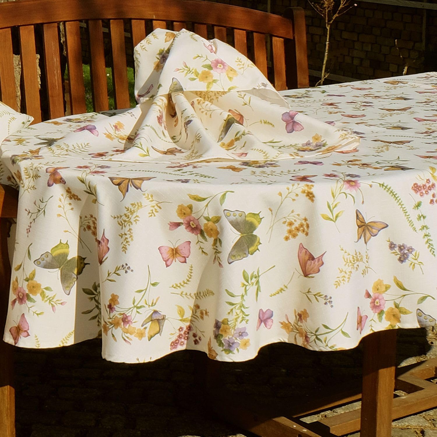 Texpot Tischdecken nappe ronde 130 cm papillon printemps