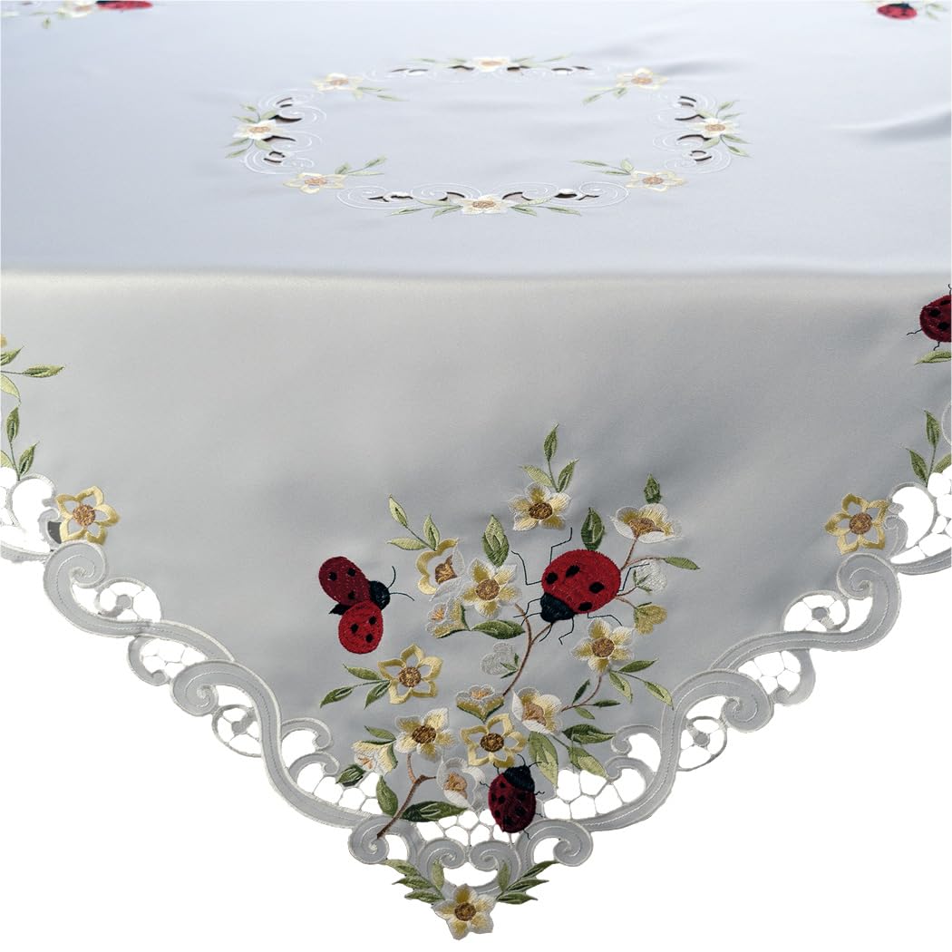 TEXPOT Tischdecken nappe 85 x 85 cm coccinelle brodée