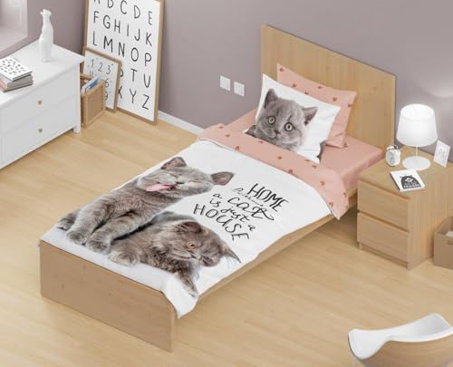 TEXPOT Bettwäsche parure coton chat 140x200
