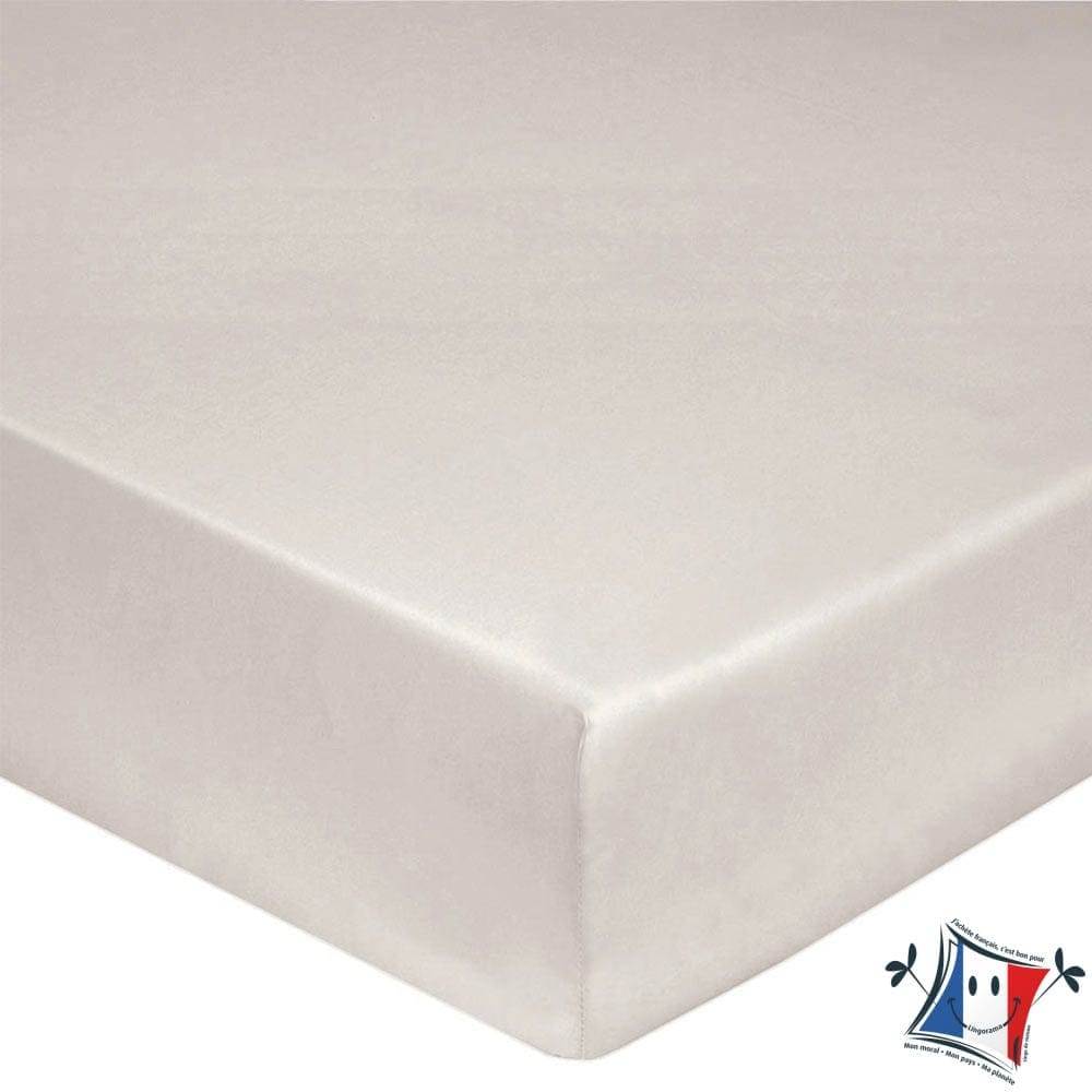 Lingorama Drap-Housse Percale Coton 200x200 Uni 80 Fils Blanc