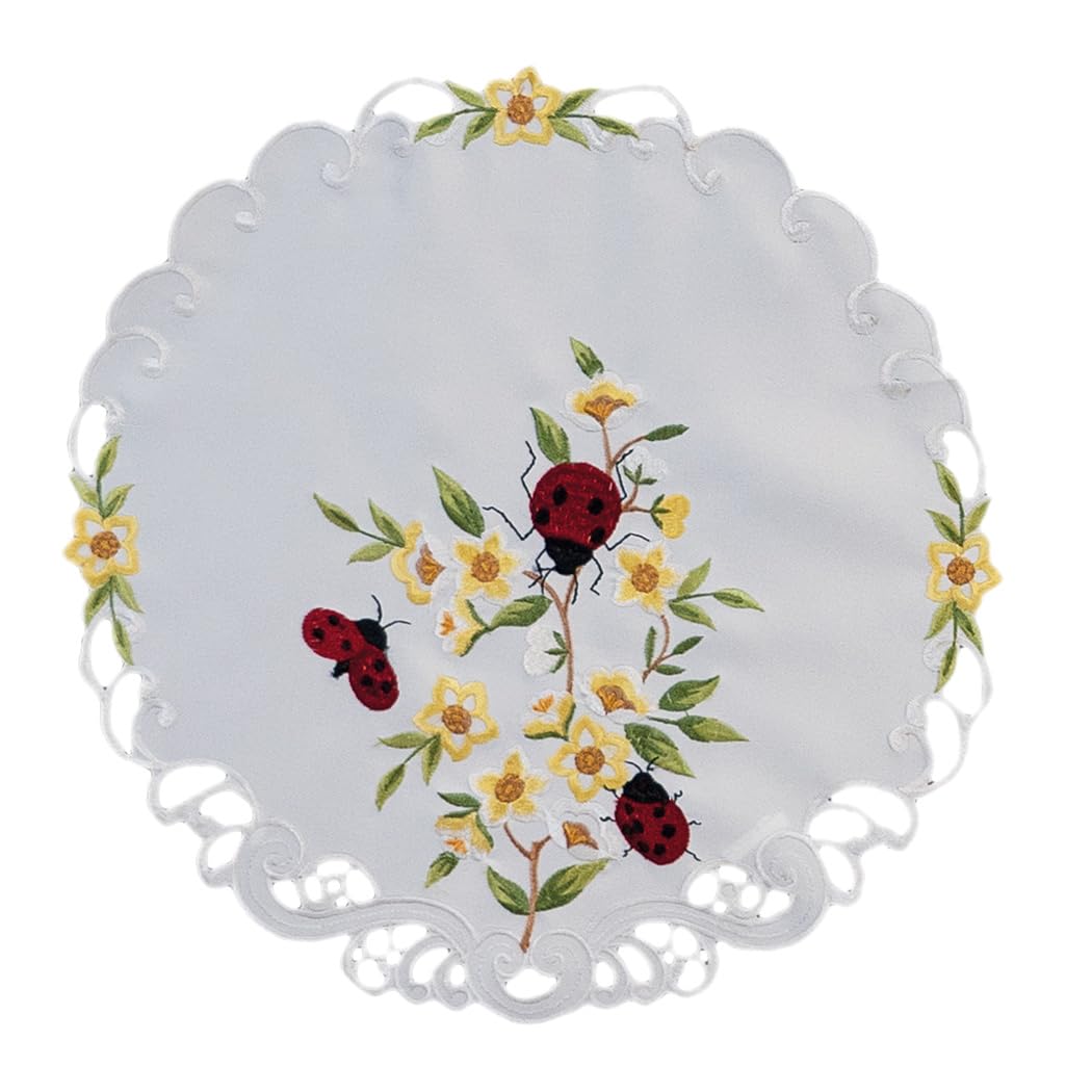 TEXPOT Tischdecken nappe 85 x 85 cm coccinelle brodée