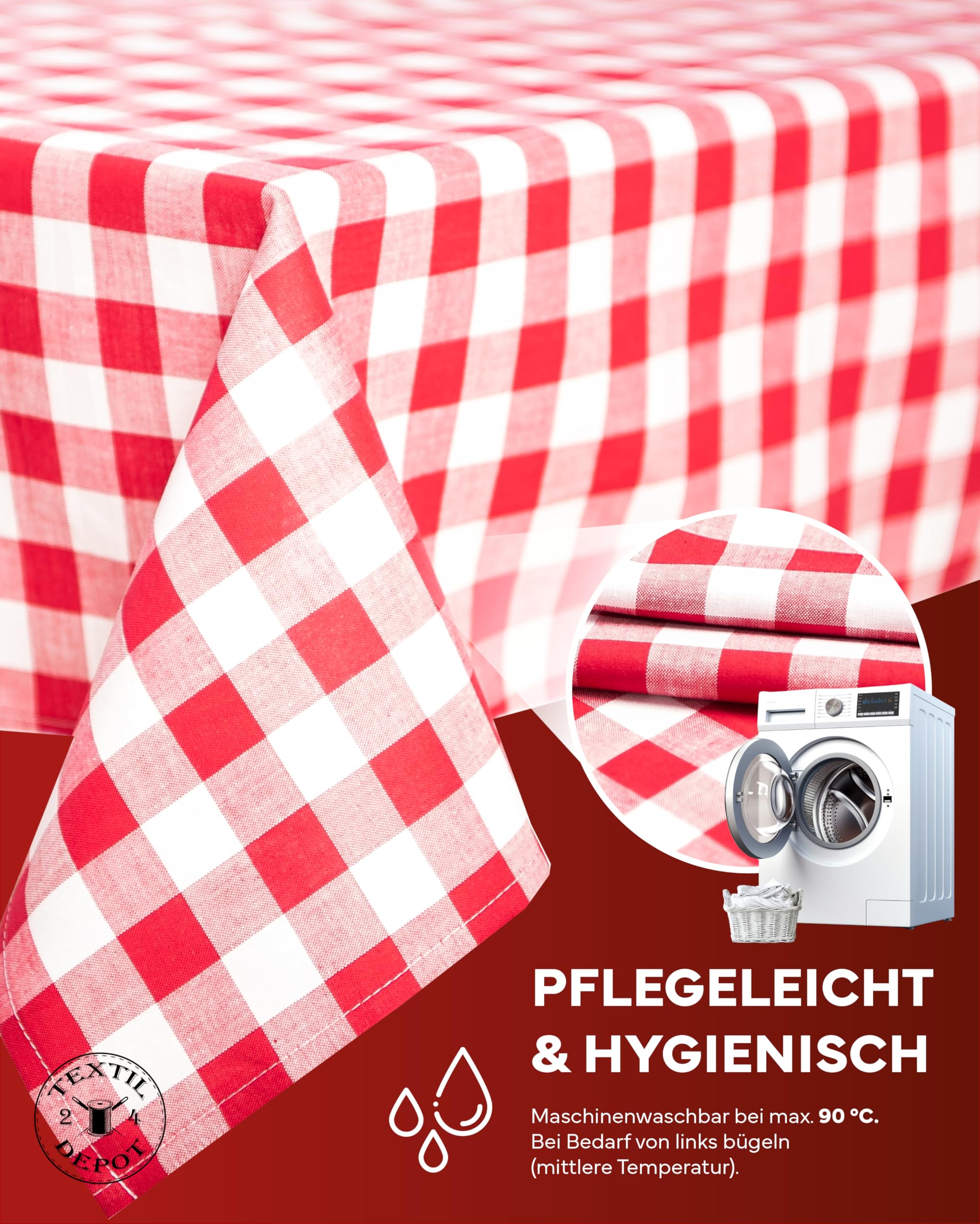 TEXPOT Tischdecken Nappe à carreaux 20 mm 110x130 cm coton