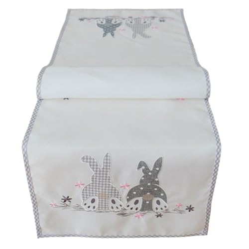 TEXPOT Tischläufer chemin de table lapin Pâques brodé 40x85 cm