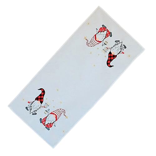 Texpot Tischläufer 85x85 cm Chemin de Table Blanc Lutin Noël