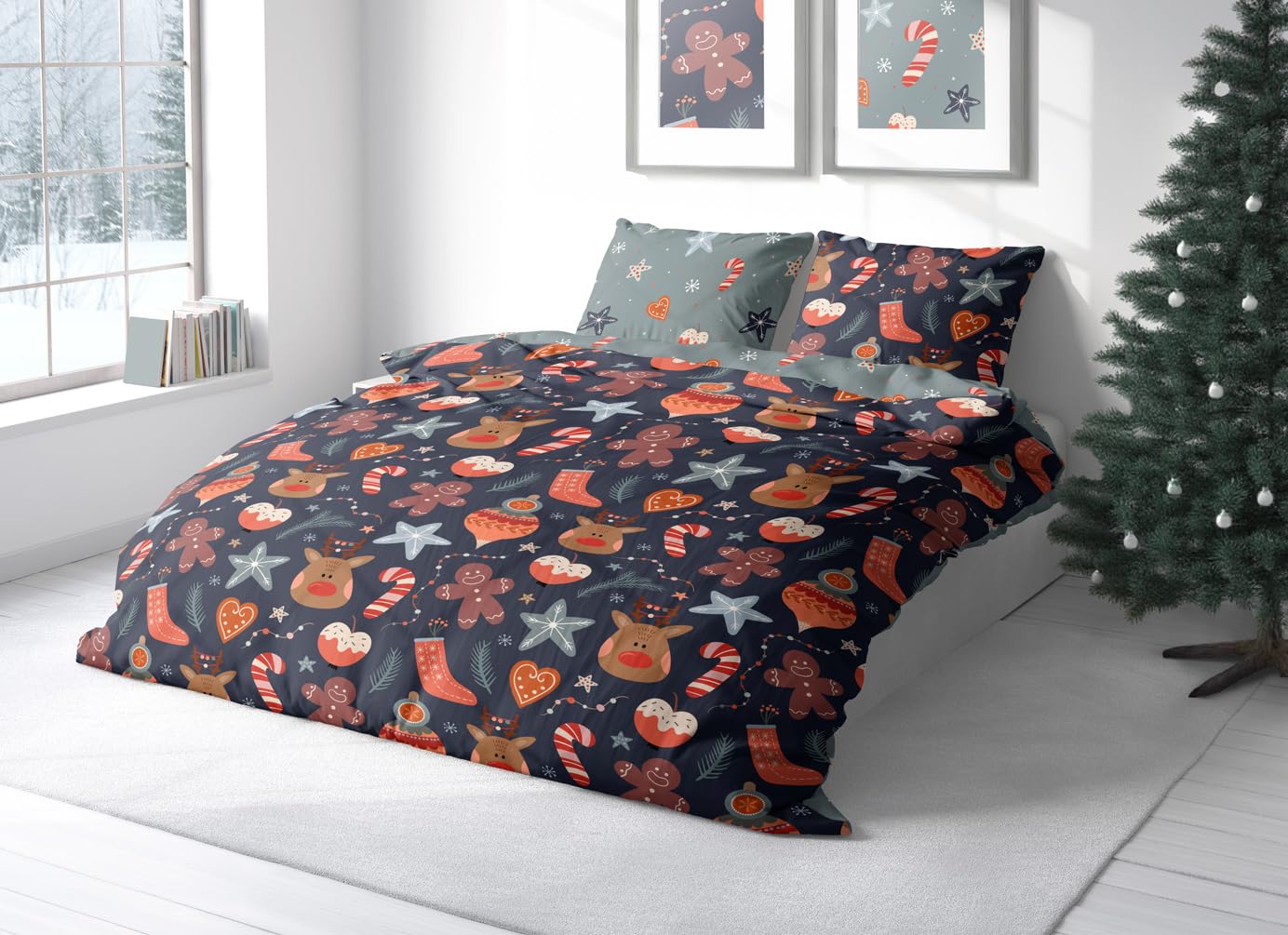 TEXPOT Bettwäsche housse de couette 140x200 microfibre Noël