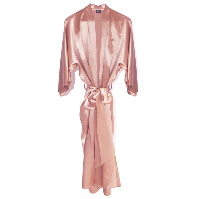 Slip Long Robe peignoir soie rose 100% soie