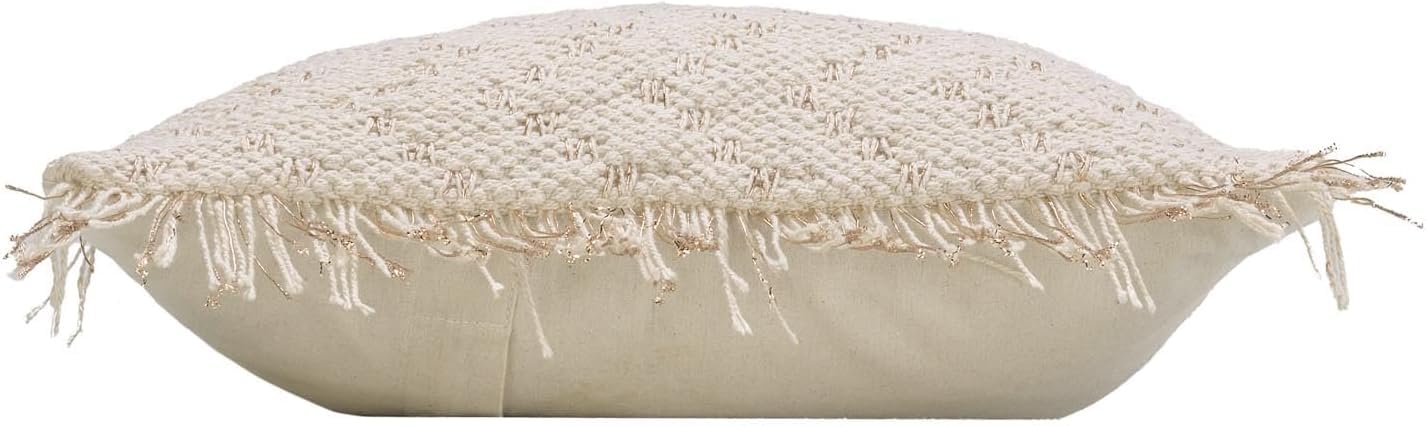 Promo Linge Ikat housse coussin 40x40 franges métallisées
