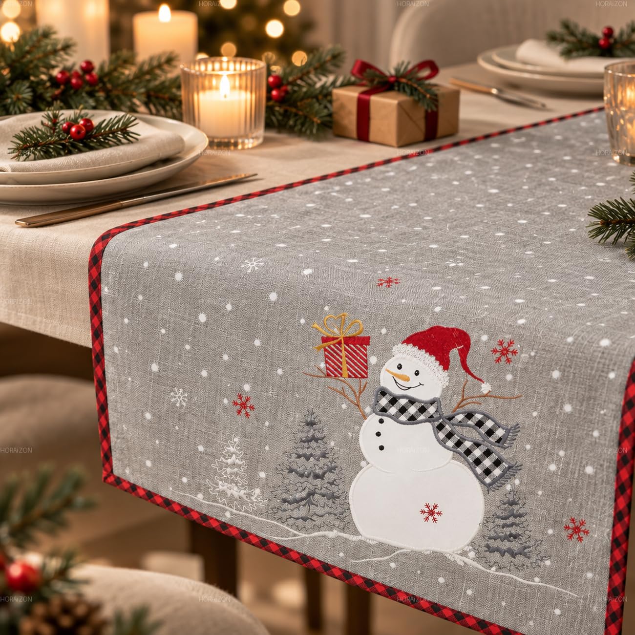 TEXPOT Tischläufer chemin de table Noël gris 40x85 cm